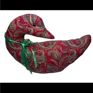 Vintage Handmade Patchwork Duck Paisley Print Red Green 12”H x 13”L Cottagecore